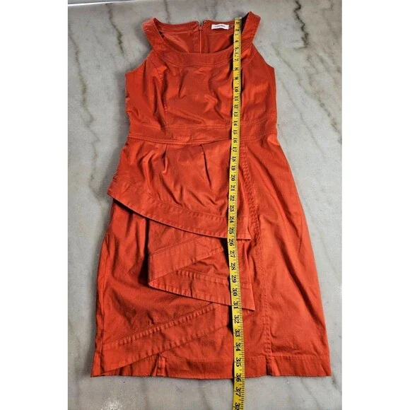Calvin Klein Asymmetrical Terracotta Dress - Picture 4 of 8